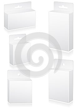 Vector illustration set of blank retail boxes with