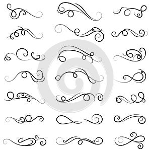 Vector illustration set of border calligraphic and dividers decorative, calligraphic swirl