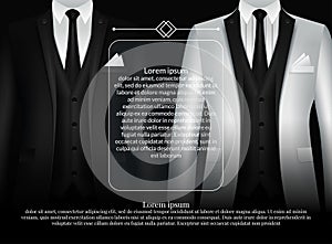 Vector illustration of Set of business card templates with suit and tuxedo