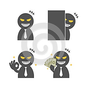 Vector illustration set of cheater  scammer , stalker, swindler