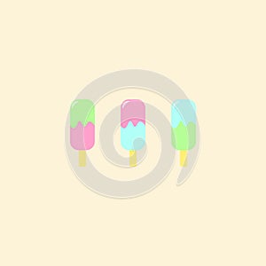 Vector illustration set of colorful pastel popsicles