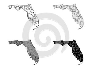 Set of Counties Maps of US State of Florida photo