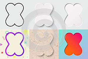 vector illustration set of cute bold rounded letter x with different gradient effect and transparent shadow