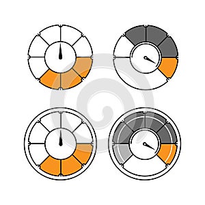 Vector illustration set of different speedometers