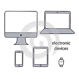 Vector illustration set of electronic devices