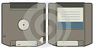 Zip Disk Retro Vector Graphic Set