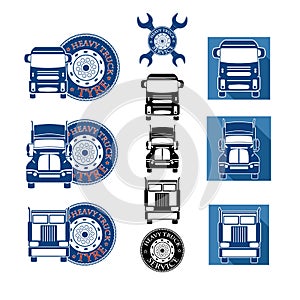 Vector illustration set heavy truck automobile service