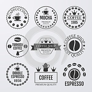 Vector illustration set of logos on coffee theme