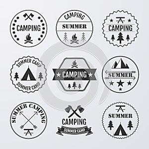 Vector illustration set of logos on the theme of camping