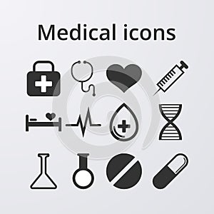 Vector illustration of a set of medical icons