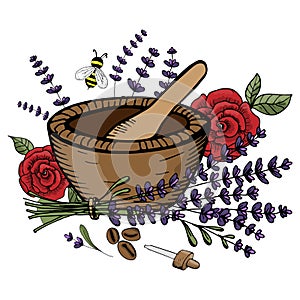 Vector illustration. A set of objects for creating perfumery, or photo