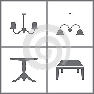 Vector Illustration Set Office Furniture Icons. Elements of Sofa icon