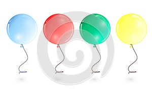 Vector illustration: set of round colorful flying balloons on ribbons