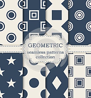 Vector illustration set of seamless geometric patterns