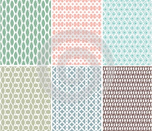 Vector illustration set of seamless geometric patterns background pastel collection.Endless repeat texture graphic modern design