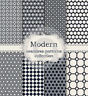 Vector illustration set of seamless modern patterns