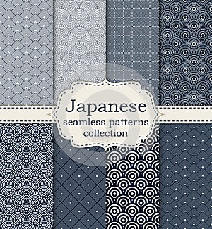 Vector illustration set of seamless patterns Japanese