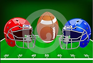 Vector illustration. Set of sport equipment. American football.
