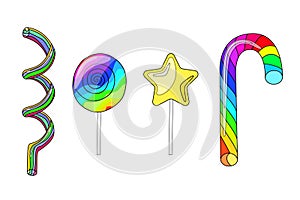 Vector illustration of a set of sweets on sticks