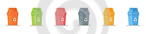 Vector illustration of a set of trash cans