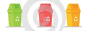 Vector illustration of a set of trash cans