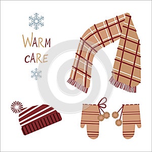 Vector illustration set of warm clothing