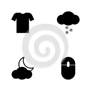 Vector illustration set web icons. Elements mouse, crescent behind the cloud, snow cloud and T-shirt icon