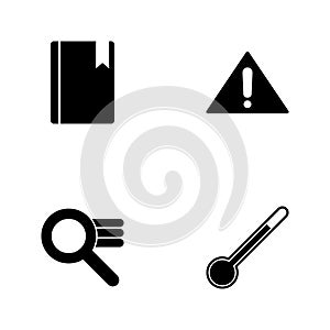 Vector illustration set web icons. Elements thermometry, search settings sign, attention sign and bookmark in a book icon photo
