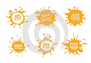 Vector illustration set of Yellow juice or honey labels.