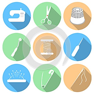 Vector illustration of sewing icon set