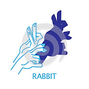 Vector Illustration of Shadow Hand Puppet Rabbit.