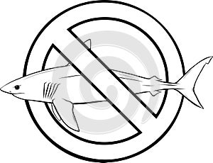 vector illustration, shark silhouette side view, black and white