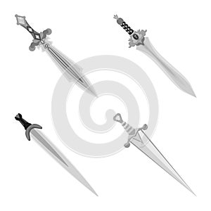 Vector illustration of sharp and blade icon. Set of sharp and dagger stock vector illustration.