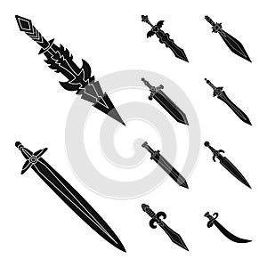 Vector illustration of sharp and blade logo. Set of sharp and dagger stock symbol for web.