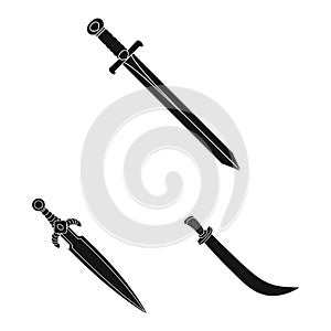 Vector illustration of sharp and blade sign. Set of sharp and dagger vector icon for stock.