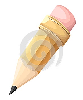 Vector illustration of sharpened detailed pencil isolated on white background Web site page and mobile app design illustrat