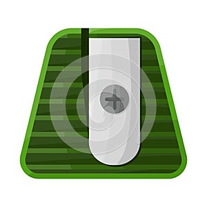 Vector illustration of sharpener and sharpen symbol. Graphic of sharpener and green stock symbol for web.