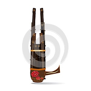 Vector illustration of sheng, chinese mouth organ, isolated on white background. photo