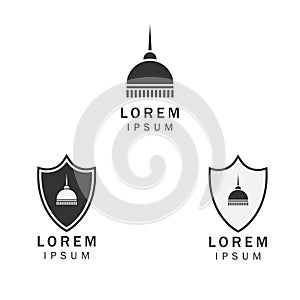 Vector illustration of shield and dome company logo set