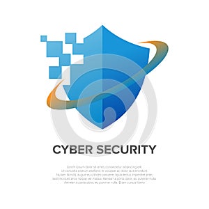 Vector illustration of shield pixel logo.