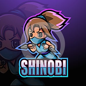 Shinobi girl esport mascot logo design photo