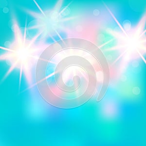 Vector illustration of shiny bright light. Abstract lights on blue background. Useful for your design.
