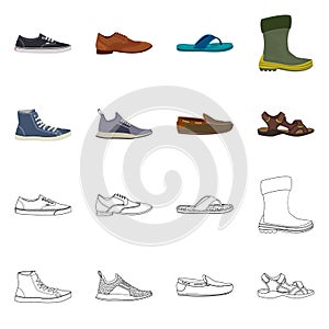 Vector illustration of shoe and footwear icon. Set of shoe and foot stock vector illustration. photo