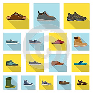 Vector design of shoe and footwear symbol. Set of shoe and foot stock vector illustration. photo