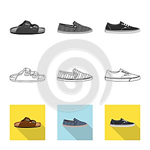 Vector illustration of shoe and footwear symbol. Collection of shoe and foot vector icon for stock. photo