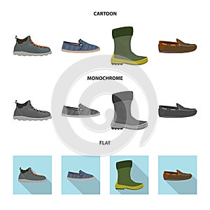 Vector design of shoe and footwear icon. Set of shoe and foot vector icon for stock. photo