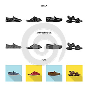 Vector illustration of shoe and footwear symbol. Set of shoe and foot stock vector illustration. photo