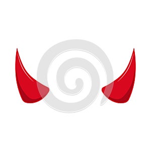 Vector illustration of short red devil horns.