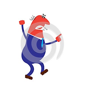 Vector illustration of shouting pointing angry boss