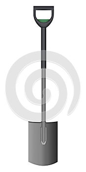 Shovel with green Handle on white Vector illustration